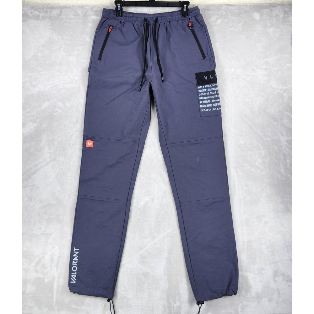 Riot Games Valorant Pants Mens Large 34x31 Gray Jogger Stretch Zip Pocket